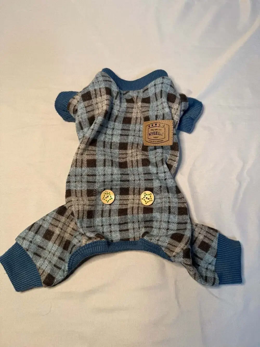 Kyeese Light Blue Plaid Dog Pajamas
